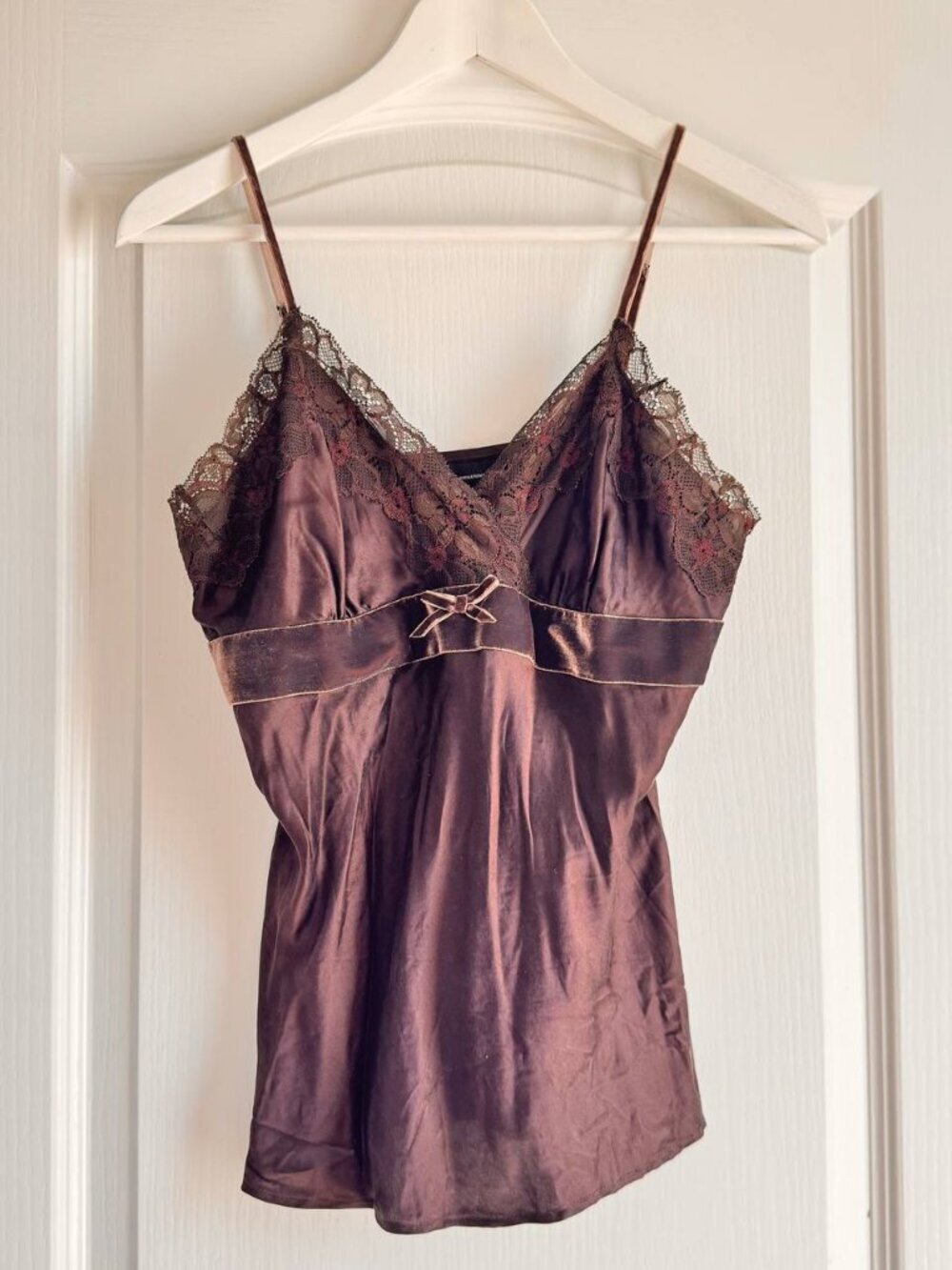 INC Silk Spaghetti Strap Babydoll Camisole Top in Chocolate Brown - Size 4